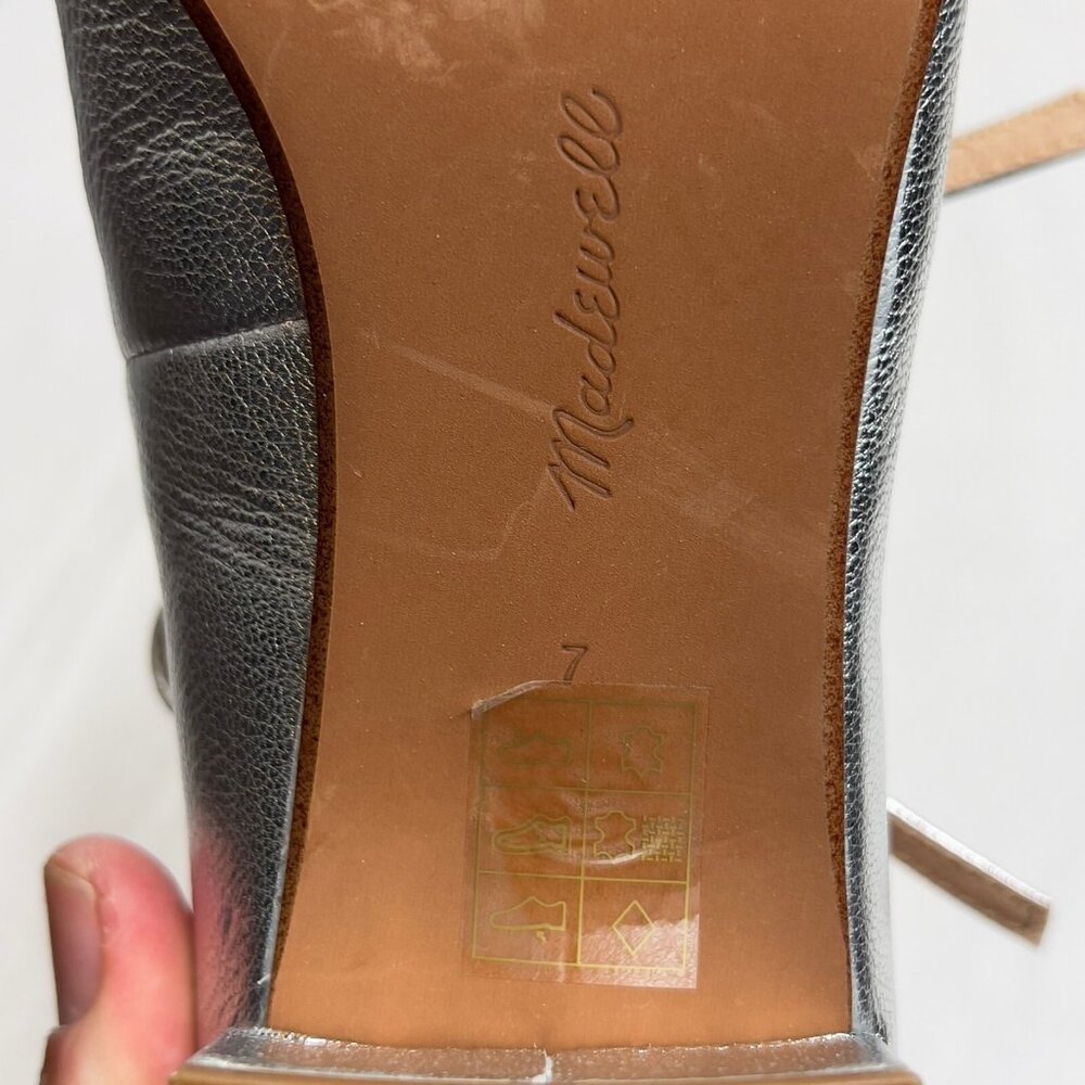 Madewell Silver Metallic Mary Jane Block Heel Pumps - Picture 10 of 11